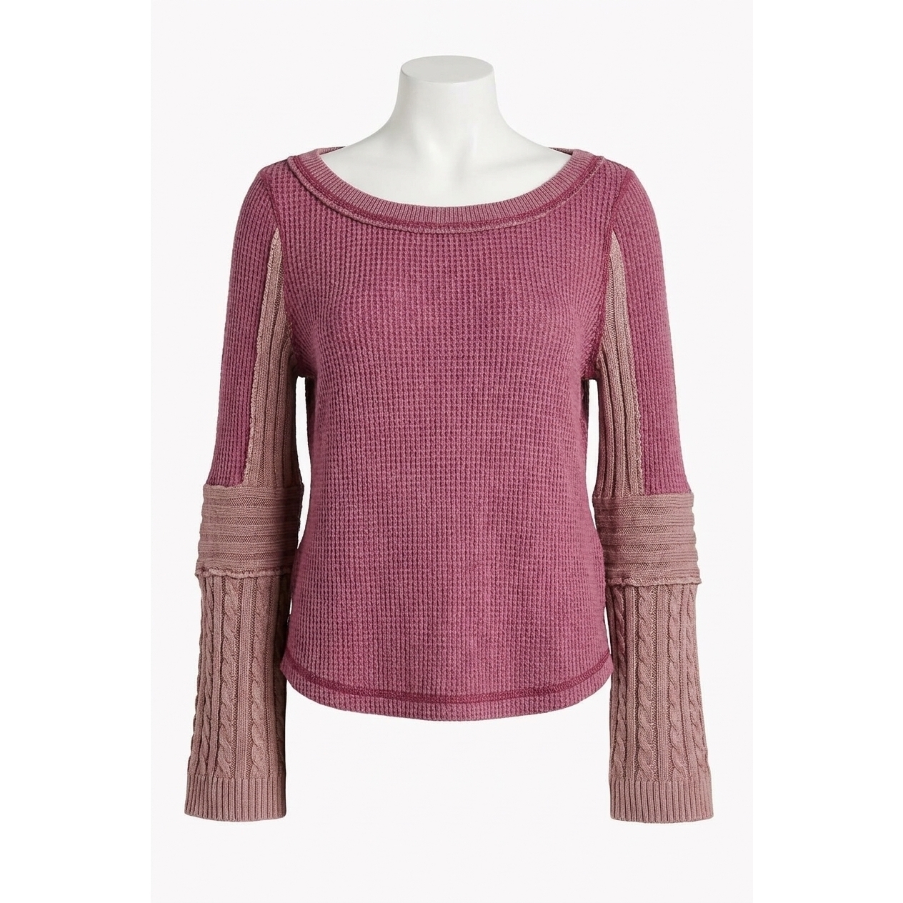 New Free People Swinging Cable Cuff Top In Vineyard Grape Combo